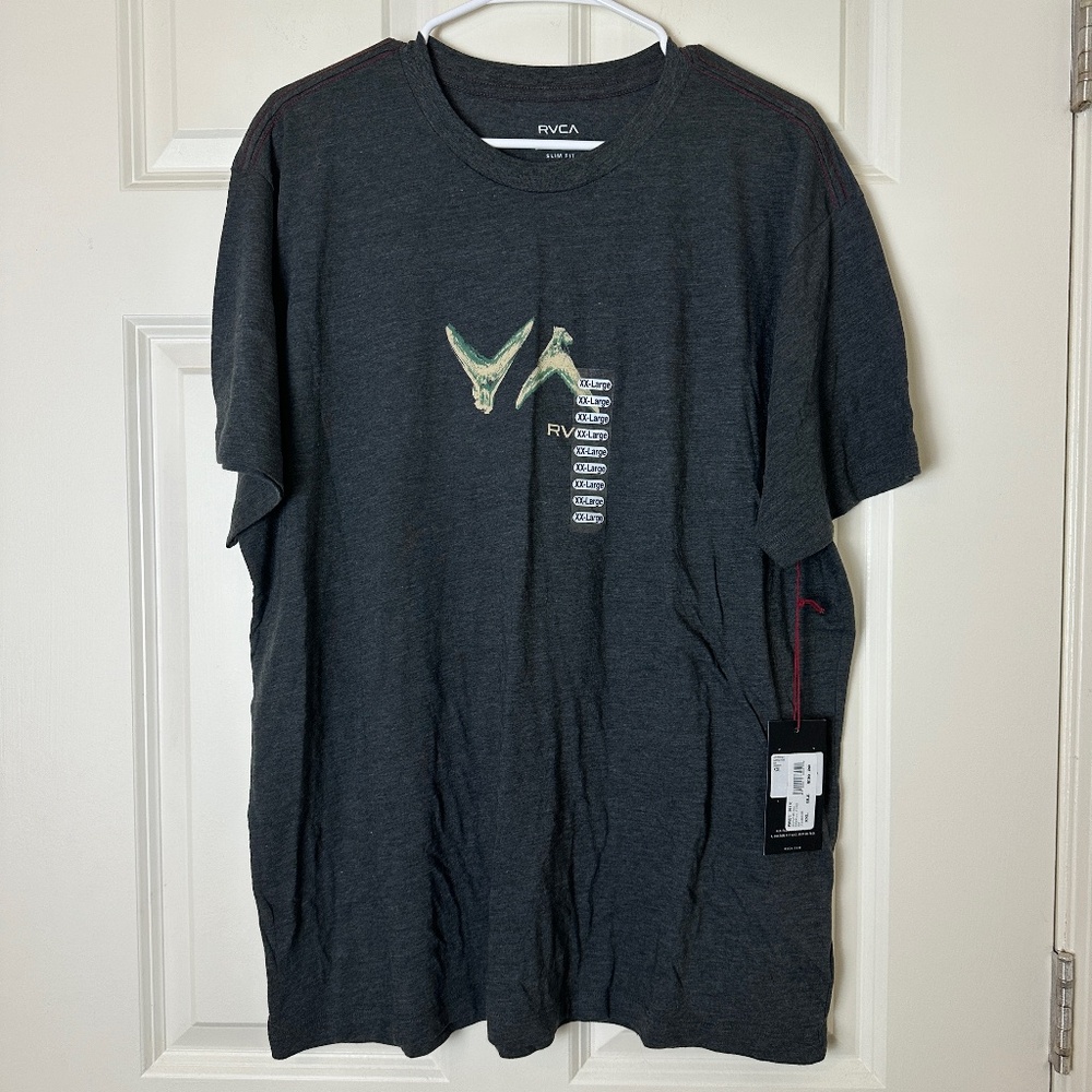 RVCA Hawaii Fins Slim Fit Gray Short Sleeve T-shirt Men Size XXL NEW‼️
